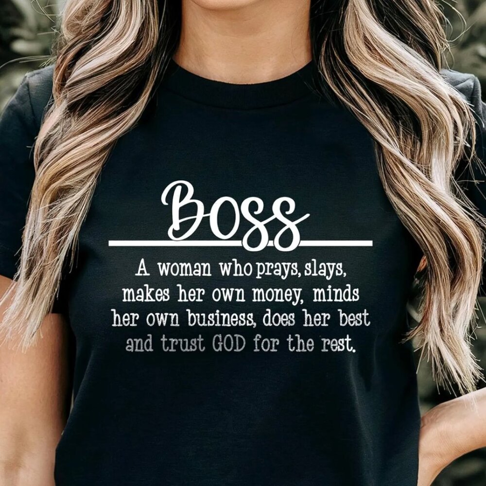 Boss A Woman Who Prays Black T Shirt Size XL